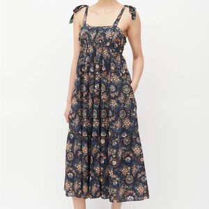 Ulla Johnson Cordelia Midi Dress Floral Boho Cottagecore  Twilight Blue Sz 0/XS